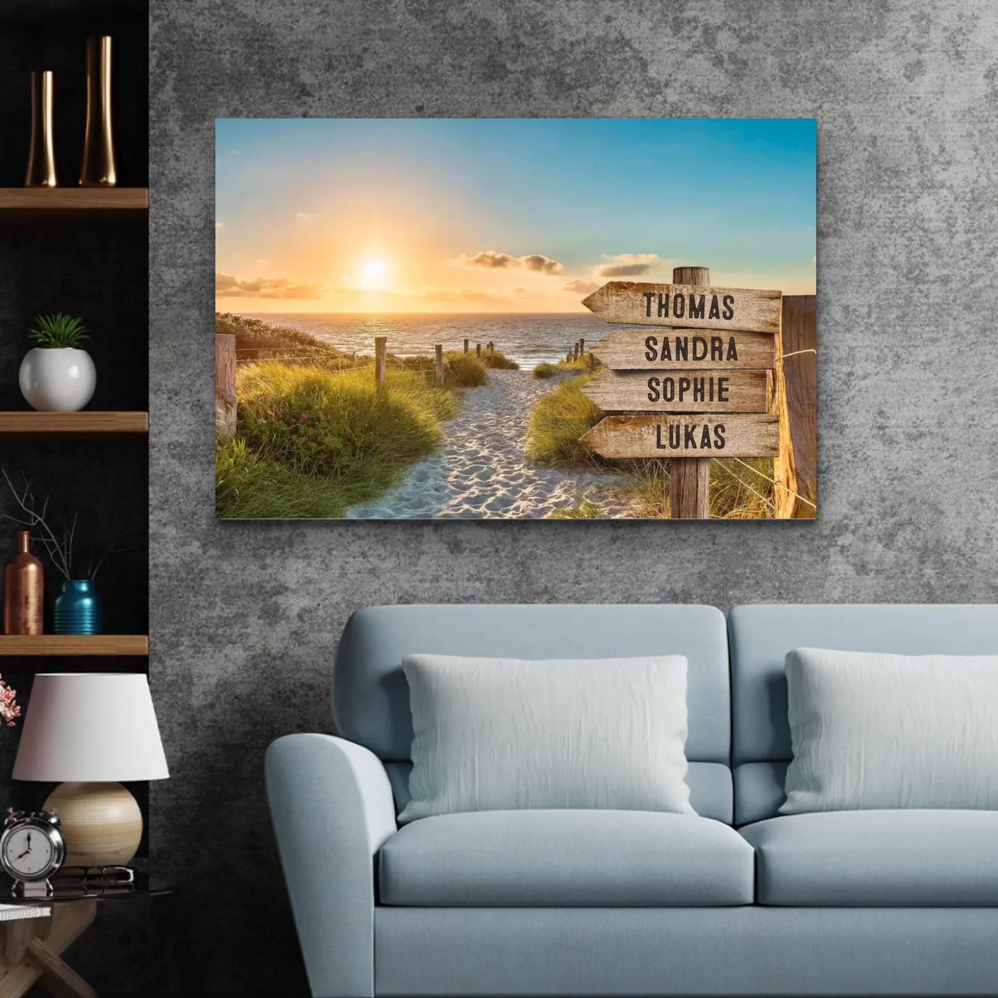 Toile personnalisée "Panneau indicateur sur la plage" - Image 2
